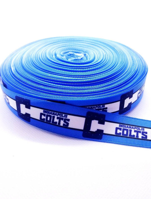 7/8" Indianapolis Colts Grosgrain Ribbon. Bright Blue Team Colors NFL Football Sports Ribbon.