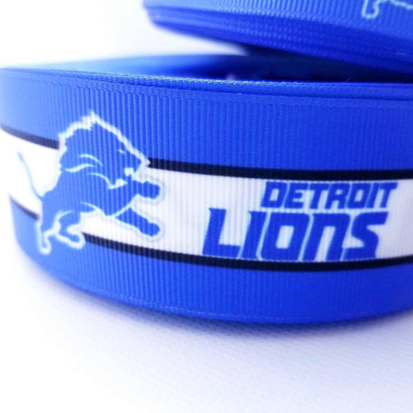 7/8" and 1.5" Detroit Lions Grosgrain Ribbon. NFL Football Sports Team Ribbon