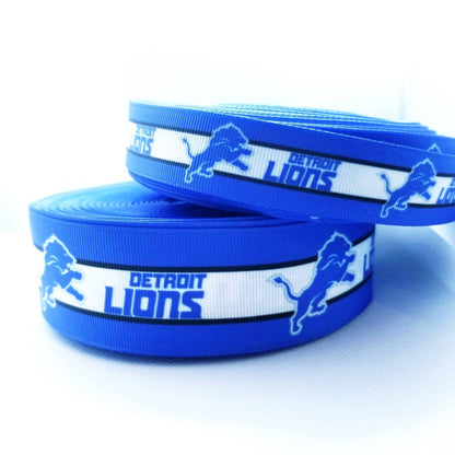 7/8" and 1.5" Detroit Lions Grosgrain Ribbon. NFL Football Sports Team Ribbon