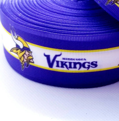 Minnesota Vikings Grosgrain Ribbon. Comes in 5/8" 7/8" and 1.5" NFL Football Sports Ribbon.