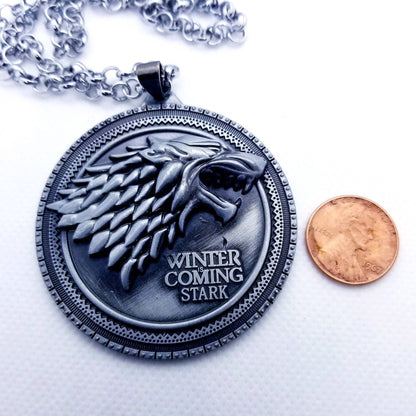 White Wolf Jon Snow- Snow Wolf Medal Medallion GOT- Game of Thrones- White Wolf- Winterfell Winter is coming. The Starks