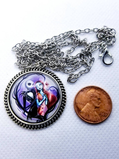 SALE!!! Jack Skellington and Sally Necklace. Jack and Sally Charm. 2.5cm
