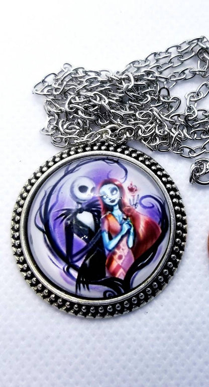 SALE!!! Jack Skellington and Sally Necklace. Jack and Sally Charm. 2.5cm