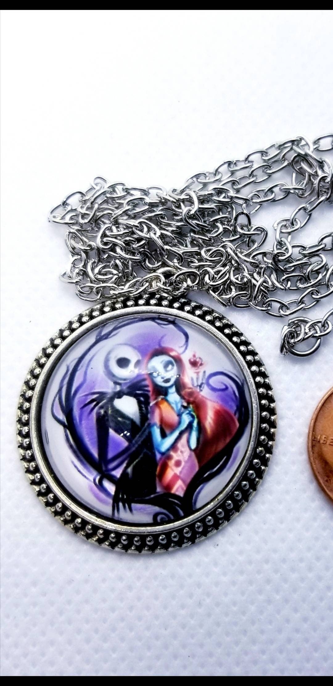 SALE!!! Jack Skellington and Sally Necklace. Jack and Sally Charm. 2.5cm