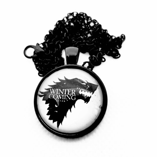 Winter is Coming Wolf Jon Snow- Snow Wolf Necklace GOT- Game of Thrones Jewlery White Wolf- Winterfell The Starks. Wolf Charm Wolf Jewlery