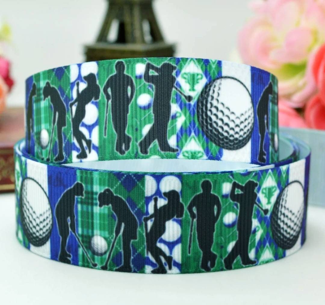 7/8" Golf Grosgrain Ribbon. Golfers Ribbon Sports Team Ribbon Golf Tournament Ribbon