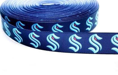 Seattle Kraken Hockey Ribbon. 7/8" NHL Professional Hockey Team. Sports Team. NHL Ice Hockey.