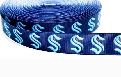 Seattle Kraken Hockey Ribbon. 7/8" NHL Professional Hockey Team. Sports Team. NHL Ice Hockey.