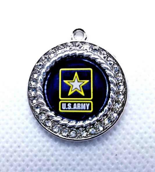 United States Army Charms in 2.5cm. Rhinestone Charms U.S. ARMY Jewlery
