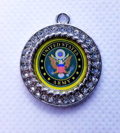 United States Army Charms in 2.5cm. Rhinestone Charms U.S. ARMY Jewlery Bald Eagle