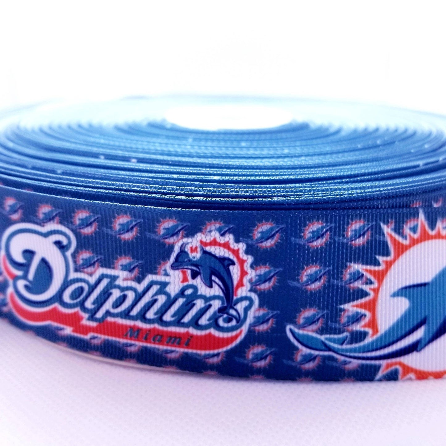 1.5" Miami Dolphins Grosgrain Ribbon. Football Ribbon NFL Sports Team Ribbon