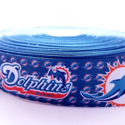 1.5" Miami Dolphins Grosgrain Ribbon. Football Ribbon NFL Sports Team Ribbon