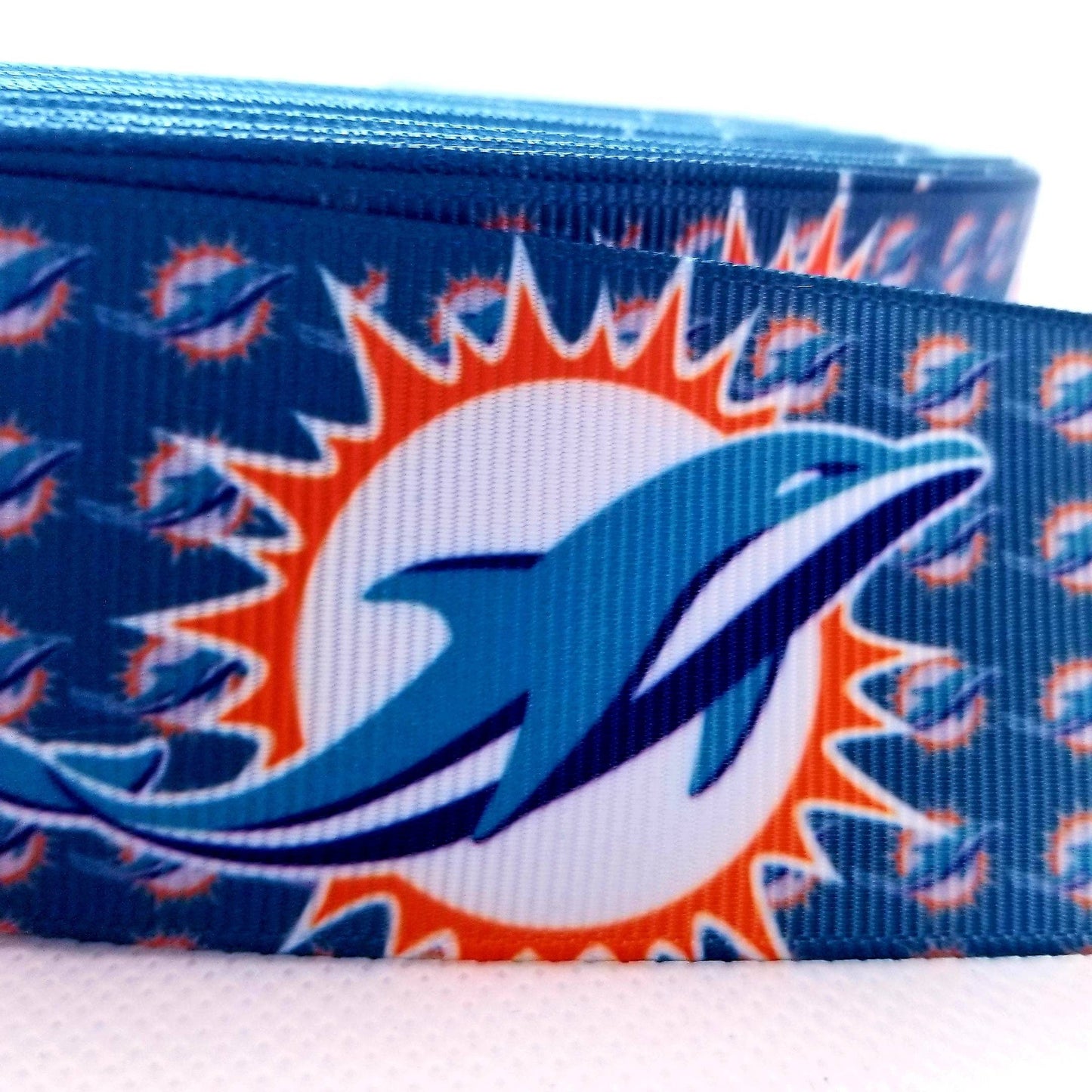 1.5" Miami Dolphins Grosgrain Ribbon. Football Ribbon NFL Sports Team Ribbon