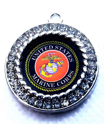 United States Marine Corp Charms in 2.5cm. Rhinestone Charms U.S. Military Jewlery. United States Marine