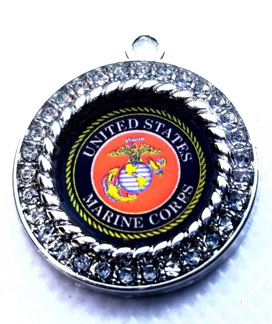 United States Marine Corp Charms in 2.5cm. Rhinestone Charms U.S. Military Jewlery. United States Marine