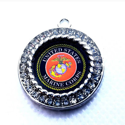 United States Marine Corp Charms in 2.5cm. Rhinestone Charms U.S. Military Jewlery. United States Marine
