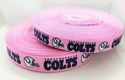 5/8" and 7/8" Pink Indianapolis Colts Grosgrain Ribbon. Pink Sports NFL Football Ribbon Sports Ribbon.