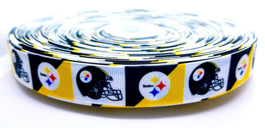 7/8" Pittsburgh Steelers Grosgrain Ribbon. NFL Football Sports Teams