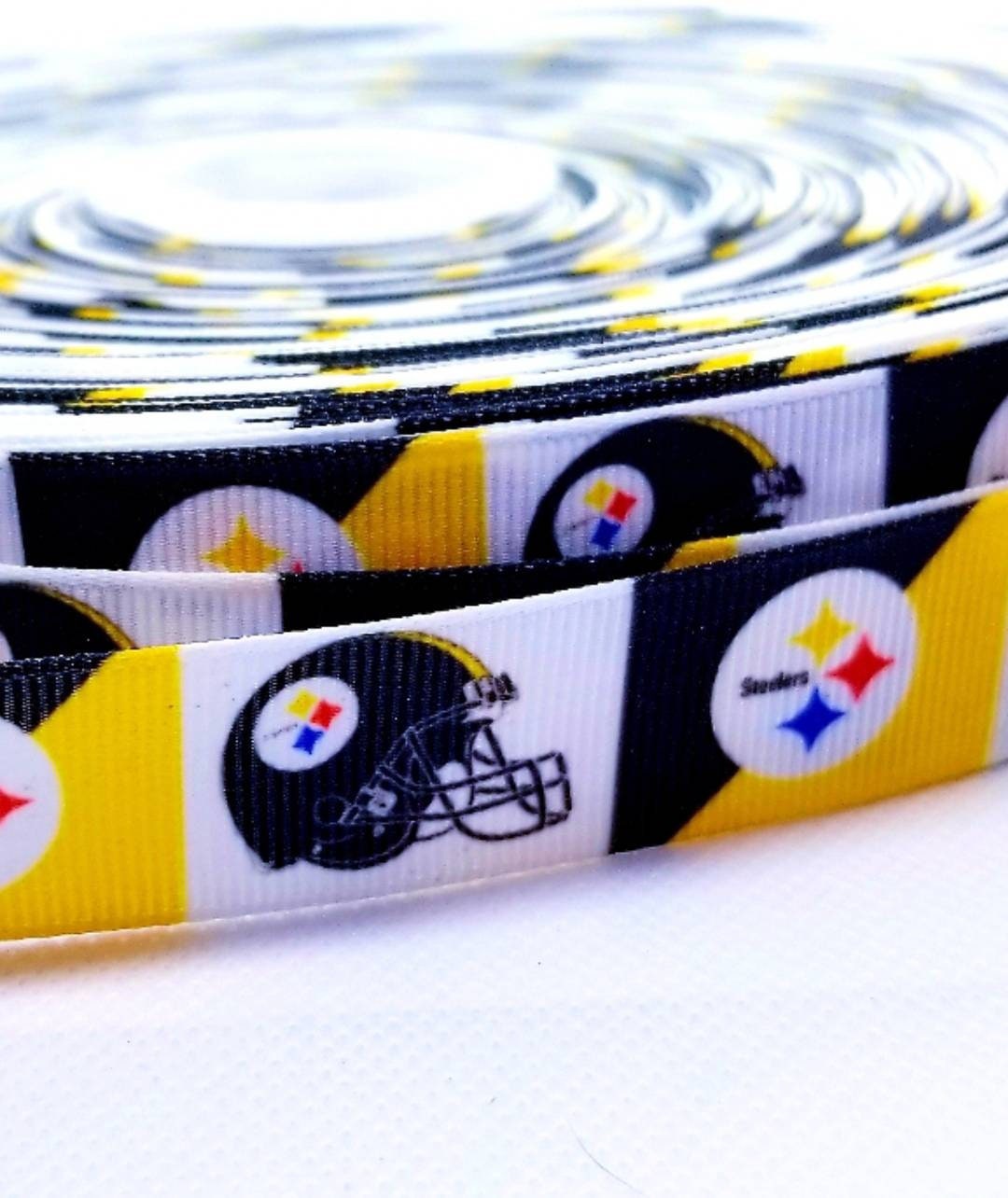 7/8" Pittsburgh Steelers Grosgrain Ribbon. NFL Football Sports Teams