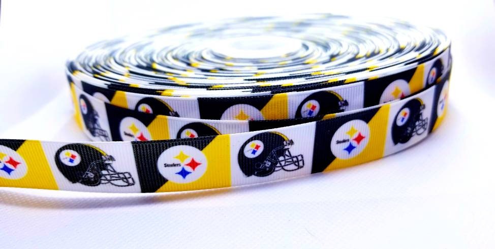 7/8" Pittsburgh Steelers Grosgrain Ribbon. NFL Football Sports Teams