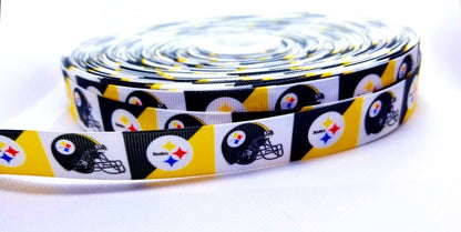 7/8" Pittsburgh Steelers Grosgrain Ribbon. NFL Football Sports Teams