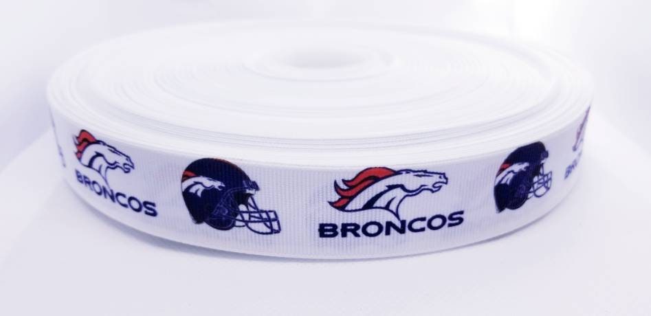 1" Denver Broncos Grosgrain Ribbon. Bright Team Colors NFL Football Sports Ribbon.