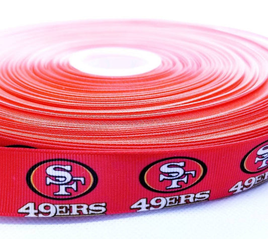 7/8" San Francisco 49ers  Grosgrain Ribbon. NFL Football Sports Teams