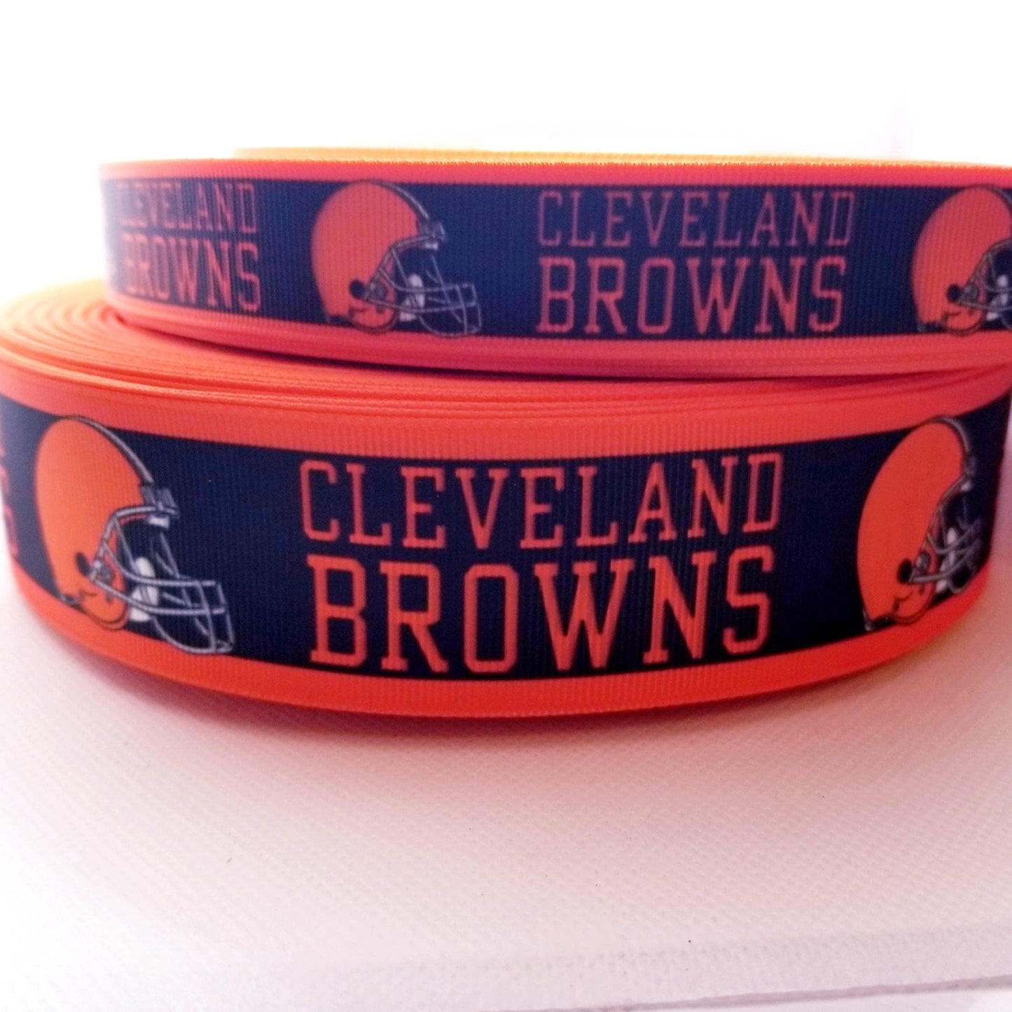 7/8"& 1.5" Cleveland Browns Grosgrain Ribbon. Brown Ribbon Football Ribbon NFL Sports Ribbon