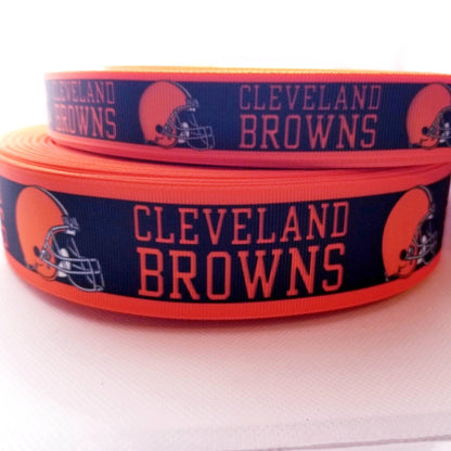 7/8"& 1.5" Cleveland Browns Grosgrain Ribbon. Brown Ribbon Football Ribbon NFL Sports Ribbon