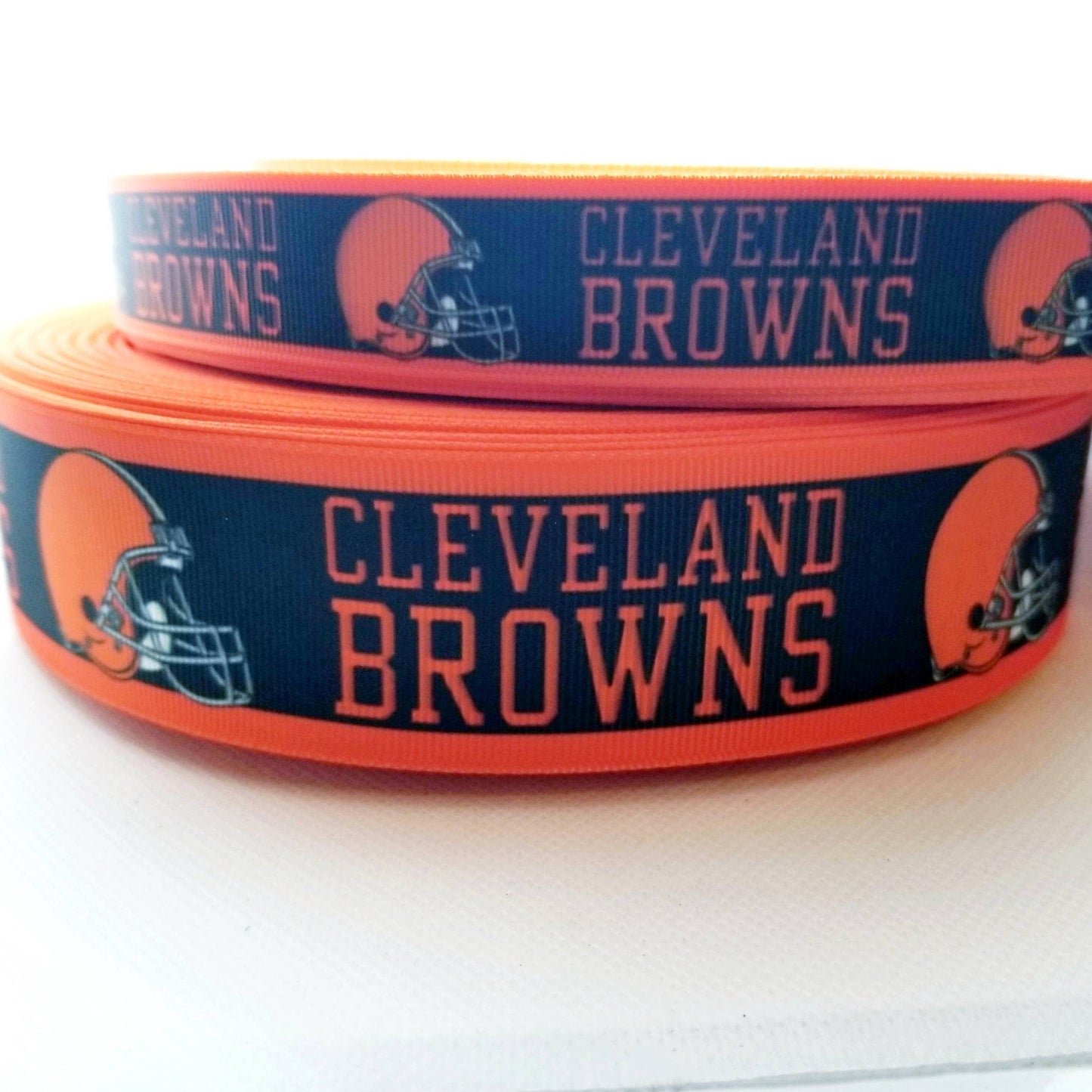 7/8"& 1.5" Cleveland Browns Grosgrain Ribbon. Brown Ribbon Football Ribbon NFL Sports Ribbon