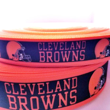 7/8"& 1.5" Cleveland Browns Grosgrain Ribbon. Brown Ribbon Football Ribbon NFL Sports Ribbon