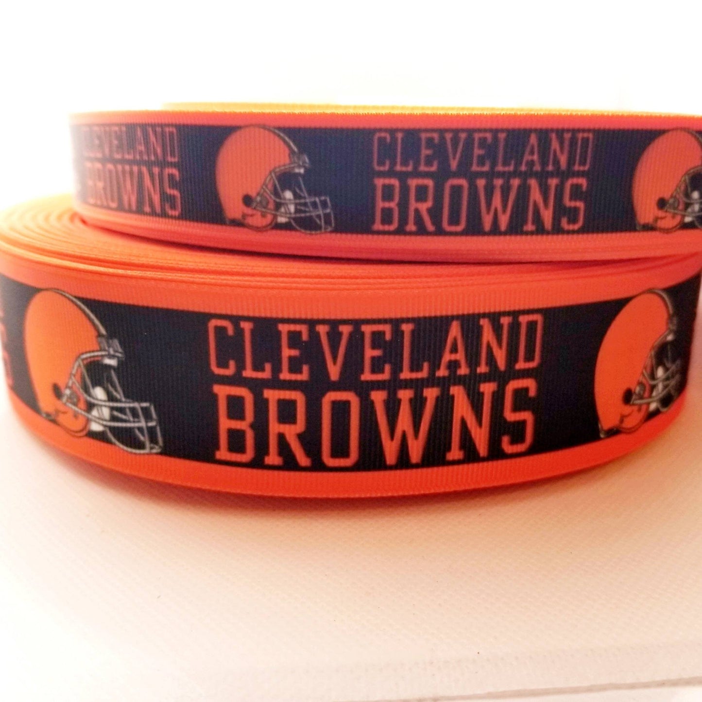 7/8"& 1.5" Cleveland Browns Grosgrain Ribbon. Brown Ribbon Football Ribbon NFL Sports Ribbon