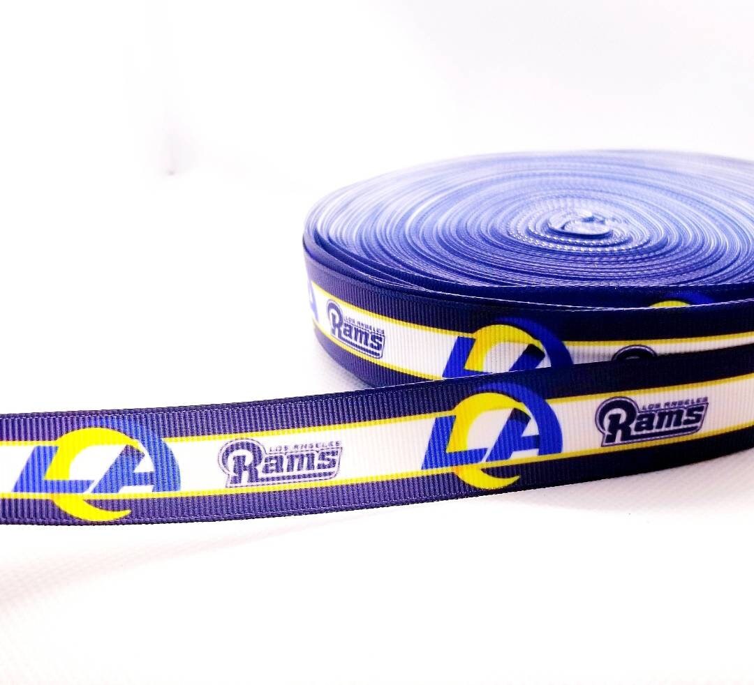 7/8" & 1.5" Los Angeles Rams Grosgrain Ribbon. NFL Football Sports Team Ribbon Gold Los Angeles Rams