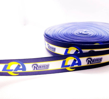 7/8" & 1.5" Los Angeles Rams Grosgrain Ribbon. NFL Football Sports Team Ribbon Gold Los Angeles Rams