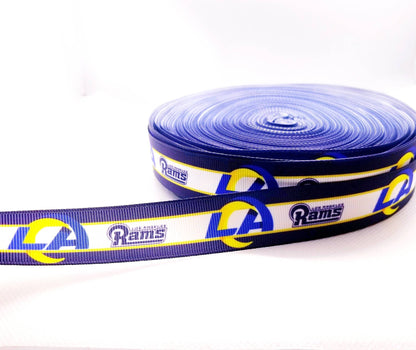 7/8" & 1.5" Los Angeles Rams Grosgrain Ribbon. NFL Football Sports Team Ribbon Gold Los Angeles Rams