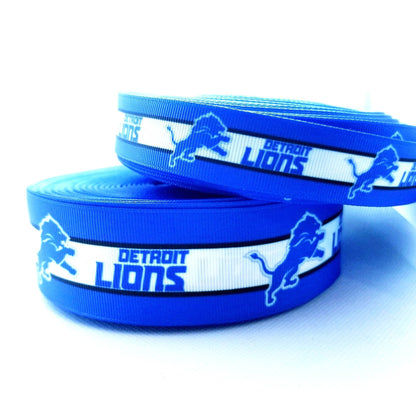 7/8" and 1.5" Detroit Lions Grosgrain Ribbon. NFL Football Sports Team Ribbon