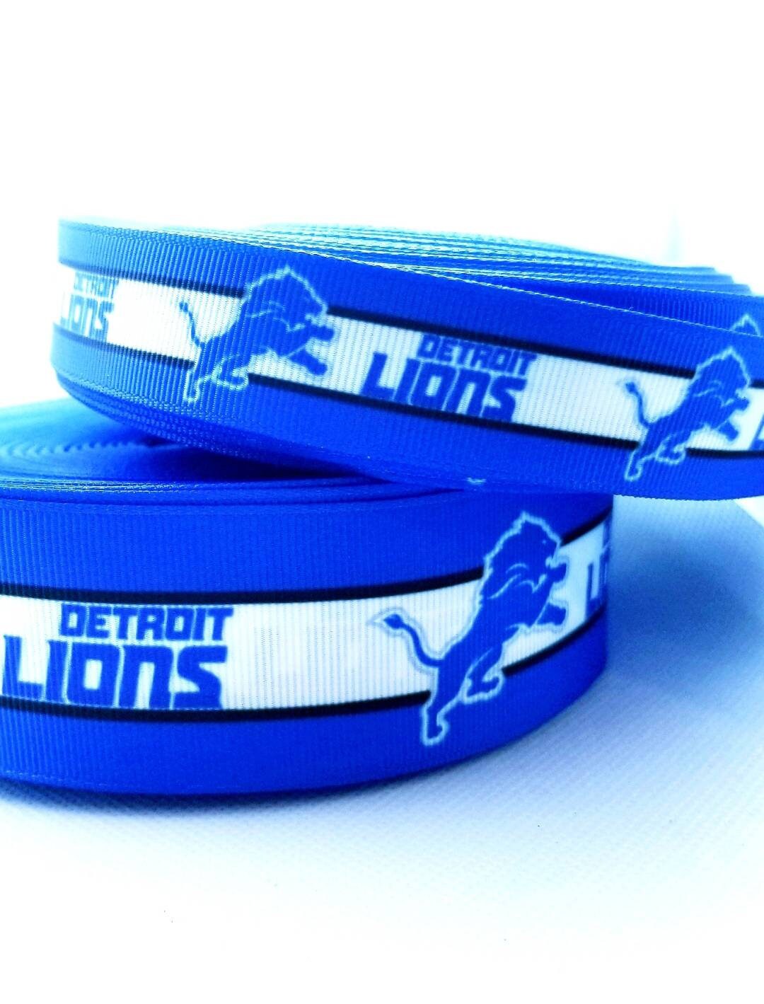 7/8" and 1.5" Detroit Lions Grosgrain Ribbon. NFL Football Sports Team Ribbon