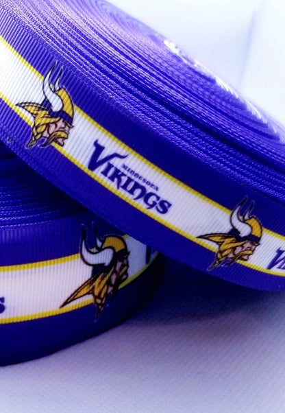 Minnesota Vikings Grosgrain Ribbon. Comes in 5/8" 7/8" and 1.5" NFL Football Sports Ribbon.