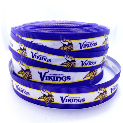 Minnesota Vikings Grosgrain Ribbon. Comes in 5/8" 7/8" and 1.5" NFL Football Sports Ribbon.