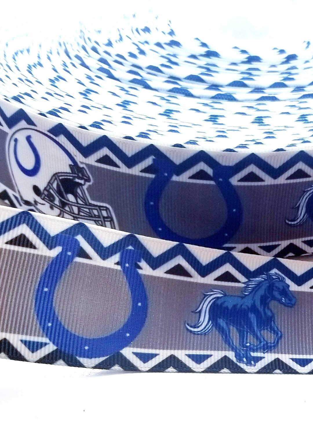 7/8" Indianapolis Colts. Grosgrain Ribbon. Football Ribbon NFL Sports Ribbon