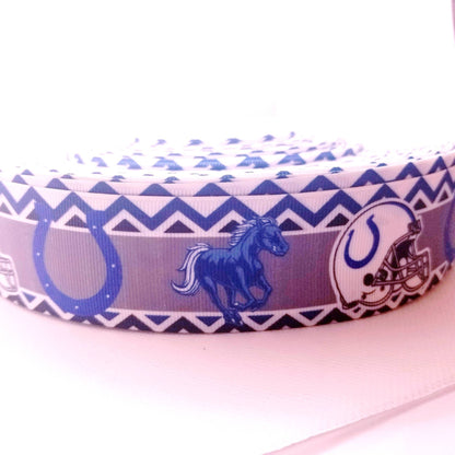 7/8" Indianapolis Colts. Grosgrain Ribbon. Football Ribbon NFL Sports Ribbon