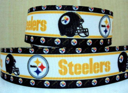 7/8" Pittsburgh Steelers Grosgrain Ribbon. Bright Colors NFL Football Sports Teams