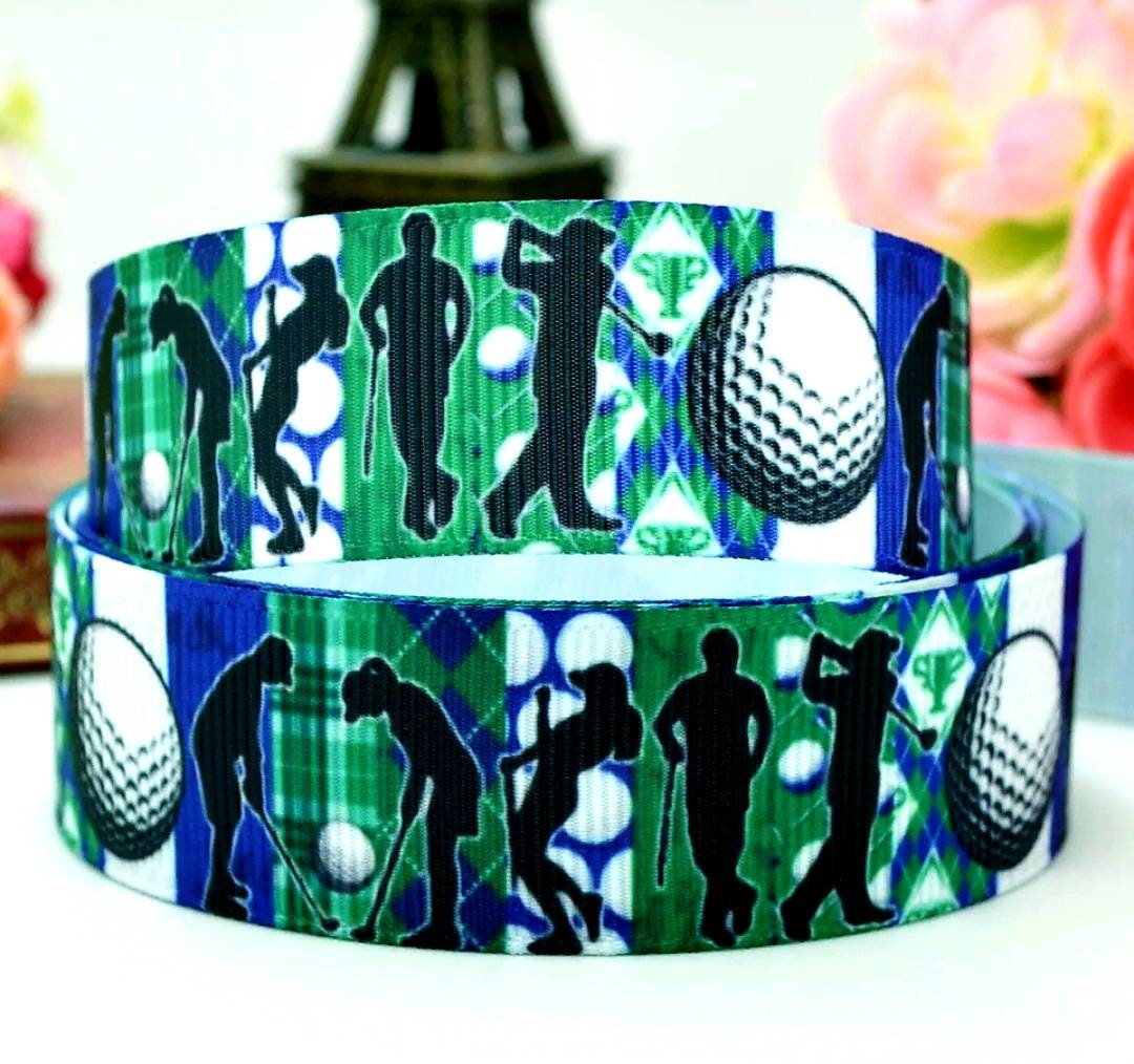 7/8" Golf Grosgrain Ribbon. Golfers Ribbon Sports Team Ribbon Golf Tournament Ribbon