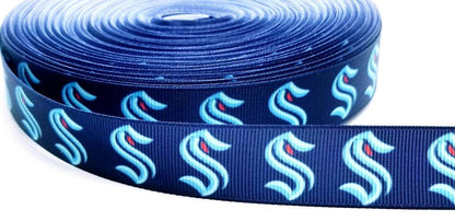 Seattle Kraken Hockey Ribbon. 7/8" NHL Professional Hockey Team. Sports Team. NHL Ice Hockey.
