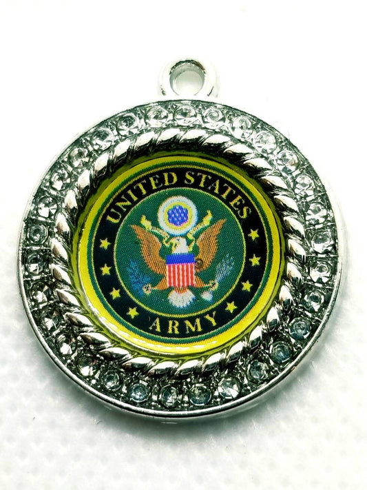 United States Army Charms in 2.5cm. Rhinestone Charms U.S. ARMY Jewlery Bald Eagle