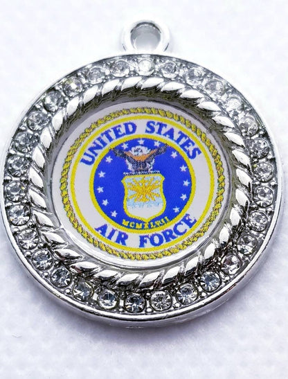 United States Air force Charms in 2.5cm. Rhinestone Charms U.S. Air Force Jewlery Bald Eagle Armed Forces