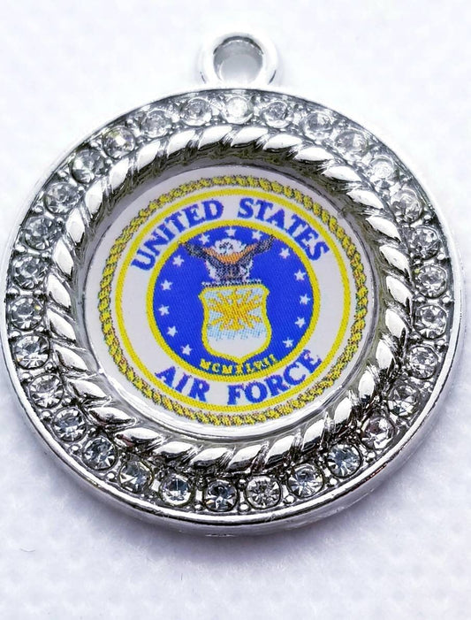 United States Air force Charms in 2.5cm. Rhinestone Charms U.S. Air Force Jewlery Bald Eagle Armed Forces