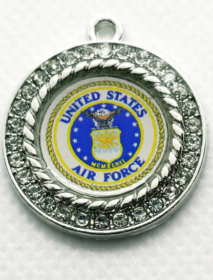 United States Air force Charms in 2.5cm. Rhinestone Charms U.S. Air Force Jewlery Bald Eagle Armed Forces