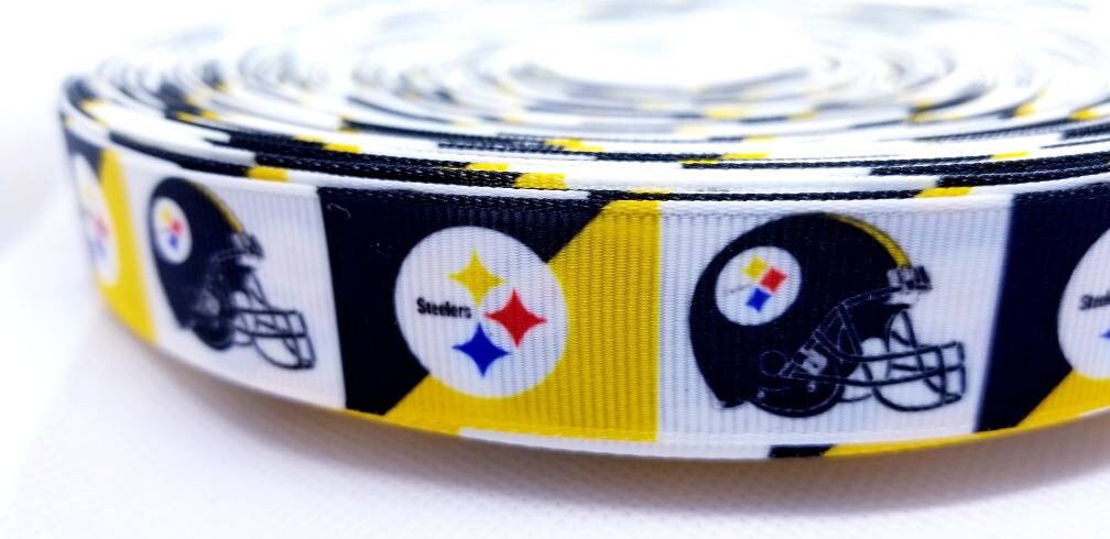 7/8" Pittsburgh Steelers Grosgrain Ribbon. NFL Football Sports Teams