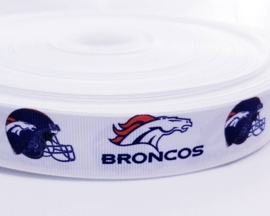 1" Denver Broncos Grosgrain Ribbon. Bright Team Colors NFL Football Sports Ribbon.